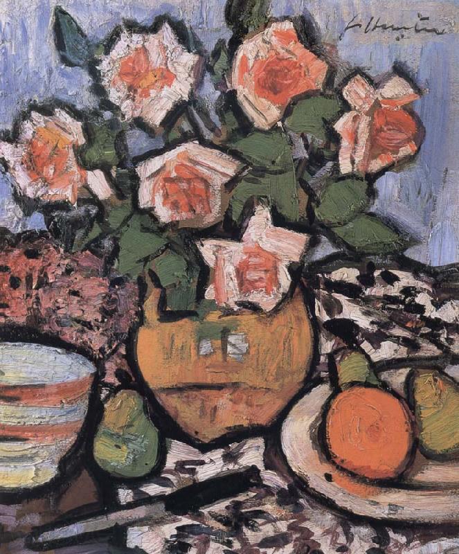 George Leslie Hunter Still Life with Roses,Fruit and Knife
